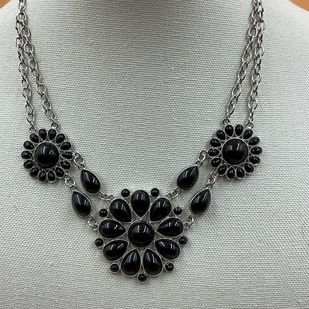 Black Cabochons Statement Necklace - image 2